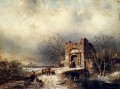 Villagers auf einem gefrorenen Weg Landschaft Charles Leickert